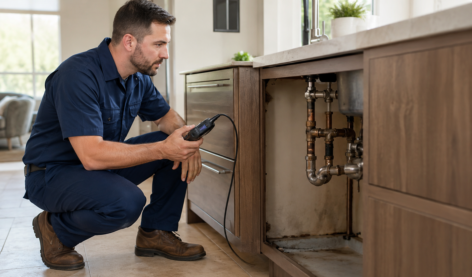 icensed plumber performing pipe and leak repair service in Bastrop TX